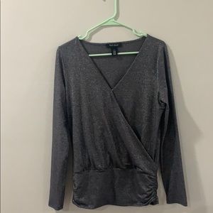 White House Black Market Black Sparkly Shirt